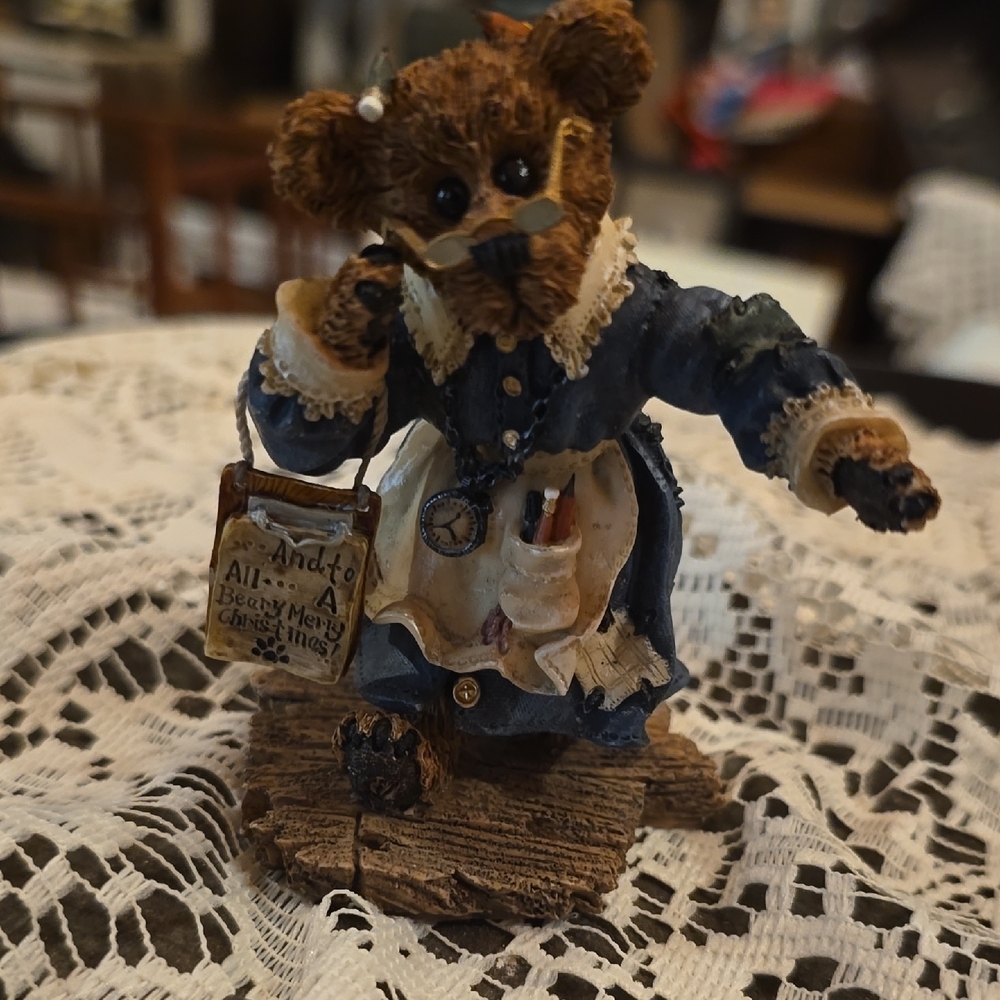 Whimsical Bear Figurine in Blue Attire